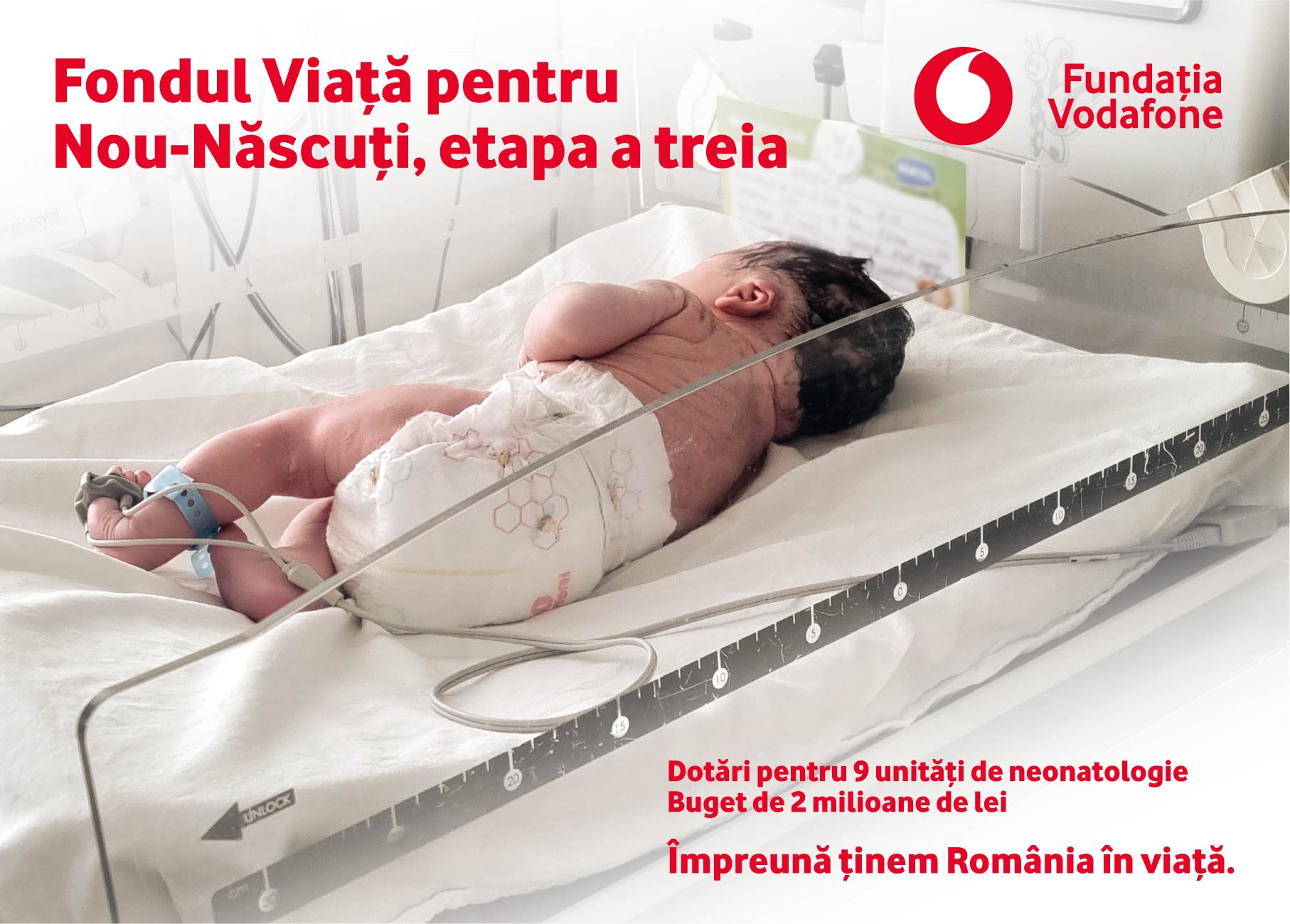 Fundația Vodafone investește peste 2 milioane de lei în dotări pentru nouă unități de neonatologie din România